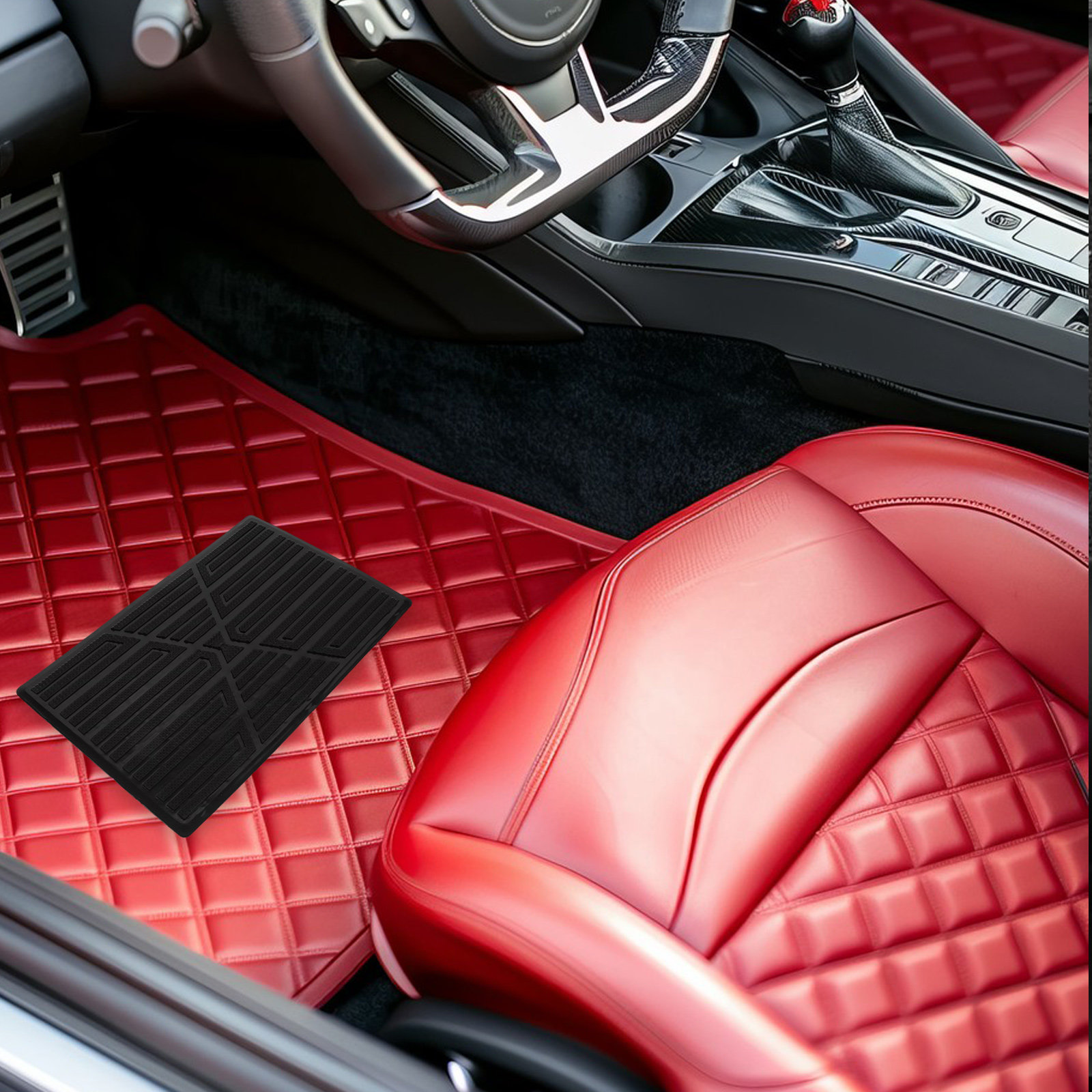 Car Floor Mat - แผ่นยางปิดพื้นรถยนต์แบบหนาพิเศษ แผ่นป้องกันรอยขีดข่วน แผ่นกันลื่น แผ่นรองเท้าเพื่อความปลอดภัยในการขับขี่ แผ่นปิดพรมรถยนต์