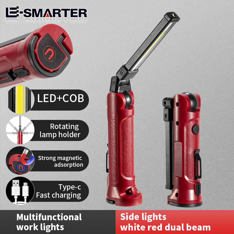 Car Led Light - COB LED ไฟทำงานแบบชาร์จไฟได้พับไฟฉายกลางแจ้งแคมป์ปิ้งซ่อมรถยนต์โคมไฟแบบพกพาพร้อมตะขอแขวนแม่เหล็ก