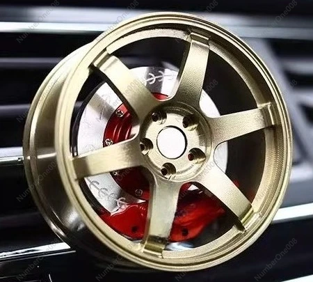 Car Air Freshener - ที่ห้อยกระจังหน้ารถยนต์รุ่น TE37 รูปทรงล้อแม็กซ์ พร้อมน้ำหอมปรับอากาศแบบหมุนได้ ทำจากอะลูมิเนียมอัลลอย