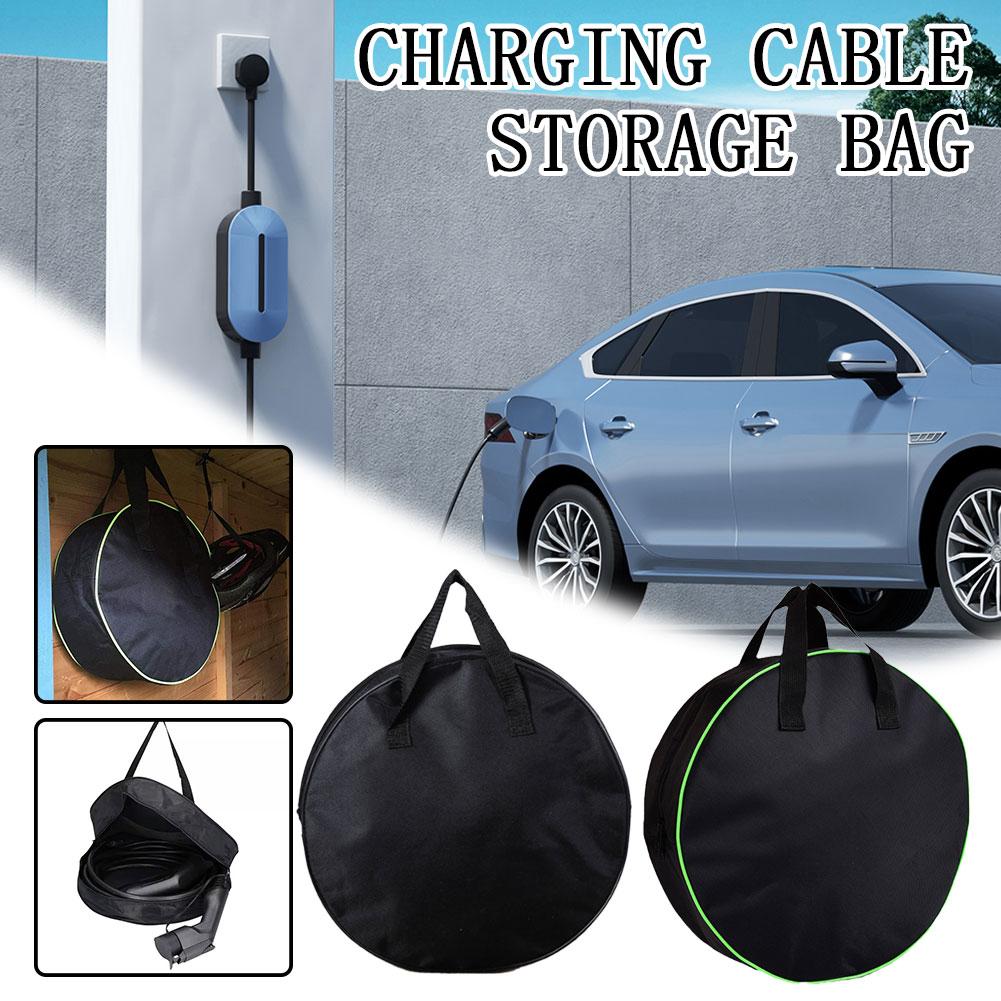 Car Cable Organizer - กระเป๋าเก็บสายชาร์จรถยนต์ทรงกลม ทนทาน กันน้ำ ทำจากผ้า Oxford สำหรับจัดเก็บอุปกรณ์ในรถยนต์
