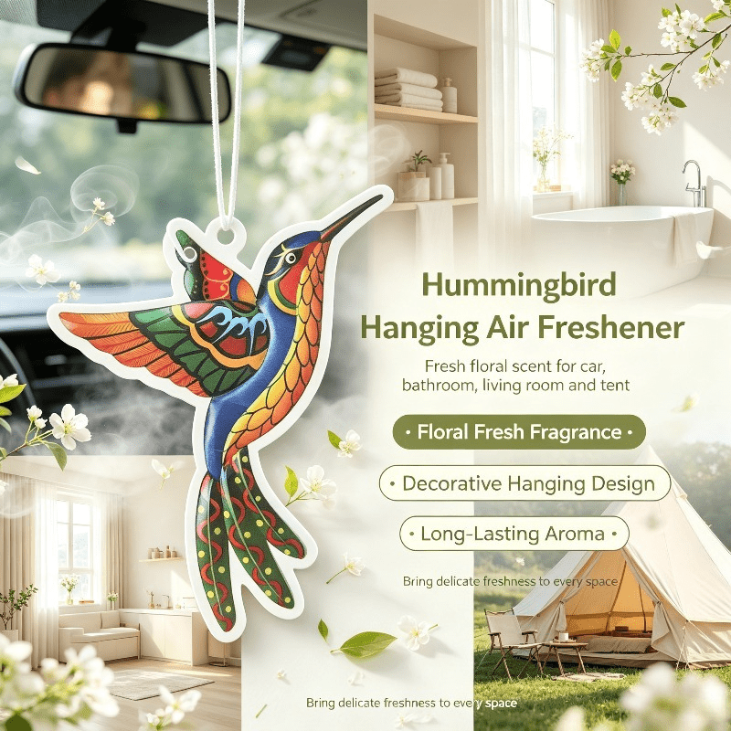 Car Air Freshener - น้ำหอมปรับอากาศในรถยนต์รูปนกฮัมมิงเบิร์ดหลากสี แขวนตกแต่งภายในรถยนต์ ของตกแต่งกระจกมองหลัง ของขวัญ