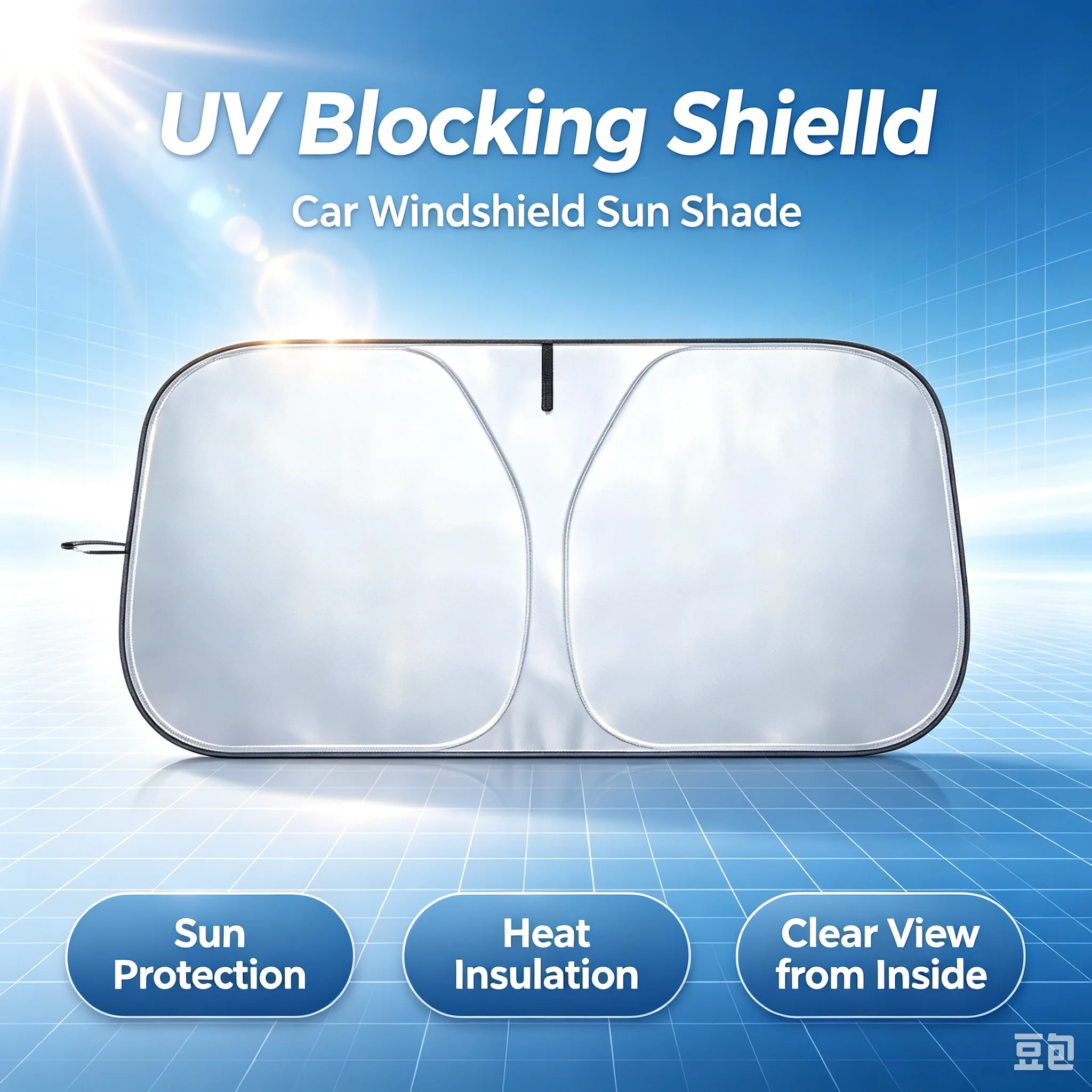 Windshield Sun Shade - ม่านบังแดดกระจกหน้ารถยนต์ ป้องกันรังสียูวี ที่บังแดด ผ้าคลุมกระจกหน้ารถ อุปกรณ์เสริมม่านบังแดด อะไหล่รถยนต์